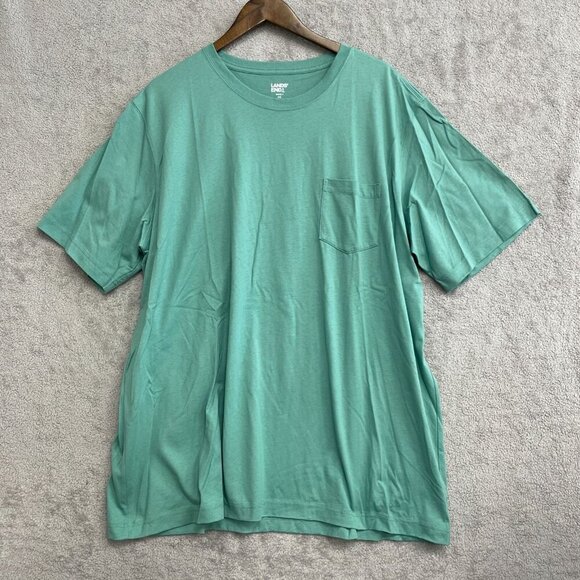 NWOT Lands' End Men's XXL Super-T Short Sleeve Green Pocket Tee - Picture 2 of 6